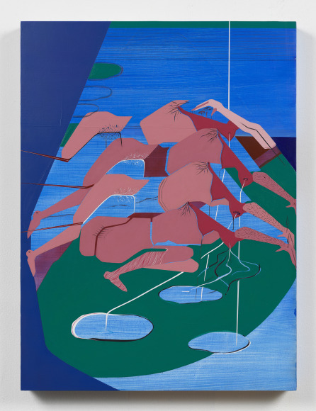 Maryam Hoseini, Secrets Between Her and Her Shadow 1, 2019, Acrylic, ink, and pencil on wood panel, 61 x 45.75 cm