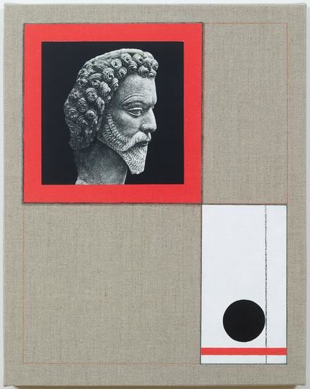 Kamrooz Aram, Untitled (From the series Ancient Through Modern 18), 2015, Acrylic, pencil and paper collage on linen