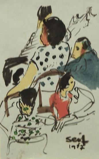 Seif Wanly, Untitled, 1957, Ink on paper, 22 x 14 cm