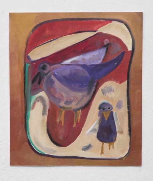 Ana Mazzei, Beings: fat bird, 2023-2024, Oil and pastel on canvas, 41.7 x 35.9 cm