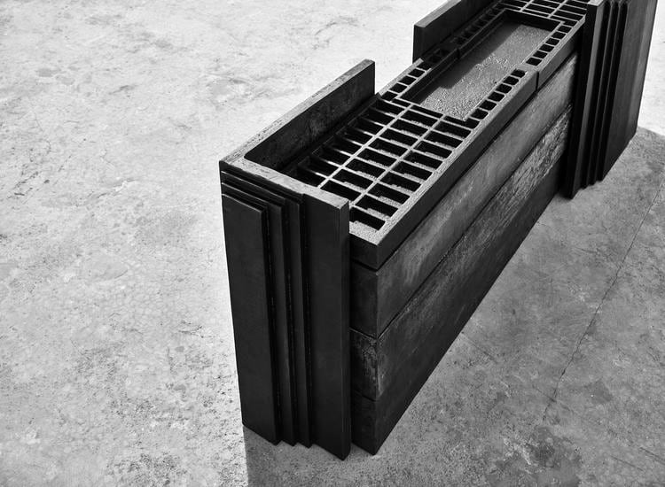 Seher Shah, Object Repetition (Wall) (detail), 2017, Cast iron, 25.4 x 121.92 cm