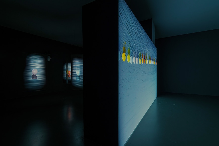 Hale Tenger, Balloons on the Sea, 2011, 7-channel video installation with audio by Serdar Ateser