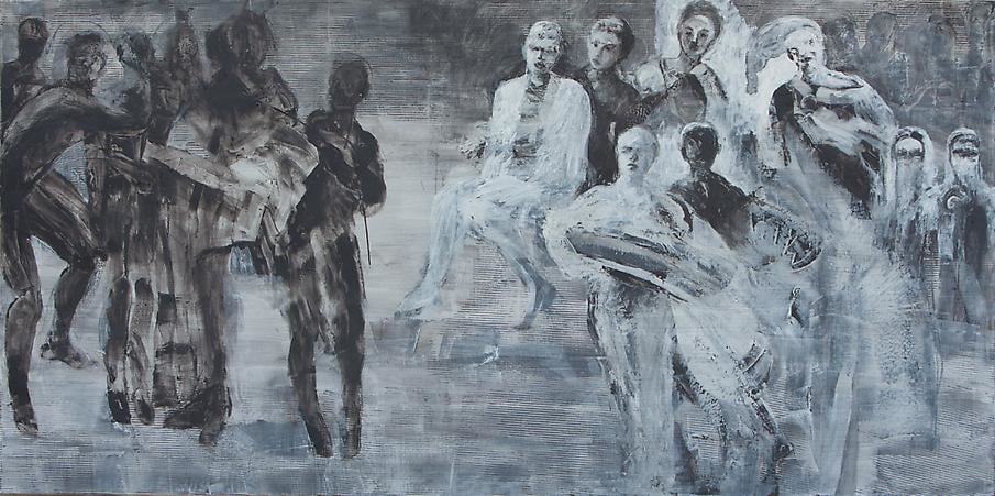 Ahmad Moualla, Untitled, 2011, Mixed media on canvas, 125 x 250 cm