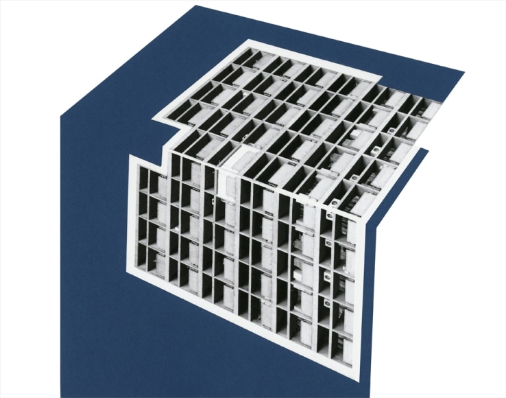 Seher Shah, Capitol Complex: Blue Object, 2012, Collage on paper, 28 x 36 cm