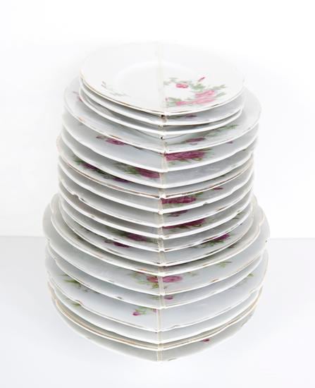 Nazgol Ansarinia, Mendings (plate), 2012, China plates, glue,&nbsp;Dimensions&nbsp;variable