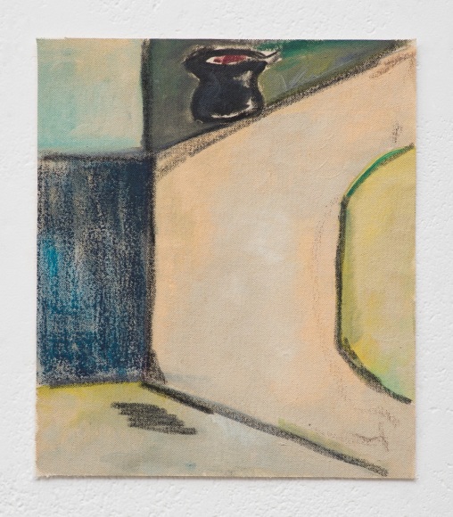 Ana Mazzei, Joker: wall, 2023-2024, Oil and pastel on canvas, 34.3 x 29.8 cm