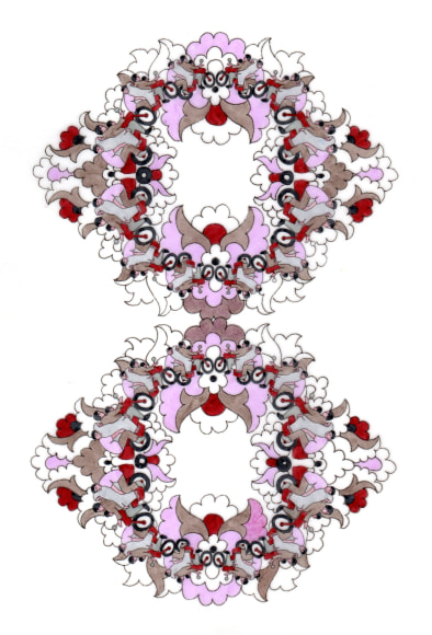 Nazgol Ansarinia, Untitled, Patterns, 2008, Ink drawing and digital print on paper, 43 x 32 cm