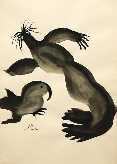 Fateh Moudarres, Untitled, 1974, Watercolor on paper, 28 x 19.5 cm