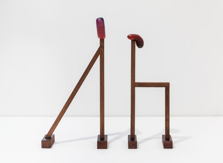 Ana Mazzei, Tongue I and II, 2018, Painted wood (Chene Oak, Acajou and Pine)