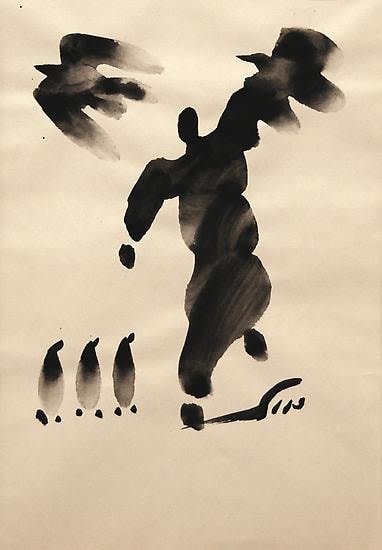Fateh Moudarres, Untitled, Ink on paper, 23 x 16 cm