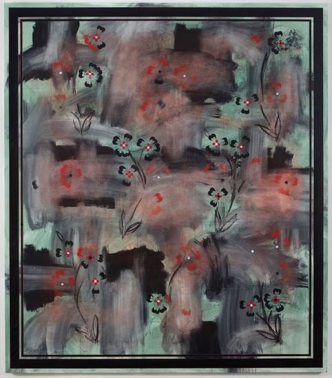 Kamrooz Aram, Ornamental Composition for Social Spaces 14, 2017, Oil, wax, oil crayon and color pencil on canvas