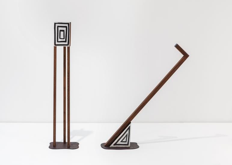 Ana Mazzei, Hypnosis&nbsp;I and II, 2018, Painted wood (Chene Oak, Acajou and Plywood)