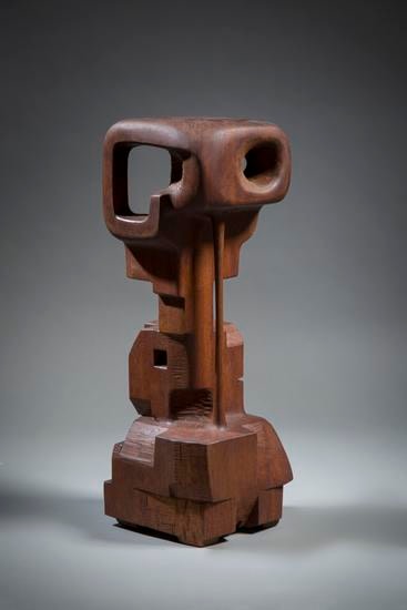 Chaouki Choukini, Obscure 3, 2014, Iroko, 58.5 x 20 x 20 cm