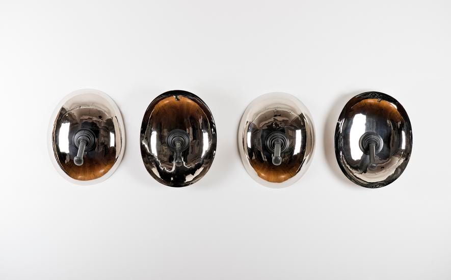 Hale Tenger, Mirror/Mirror on the Wall/Tell Me Who is Fairest of Them All, 1992, Chromed copper, gear shift, 40 x 23 x 50 cm