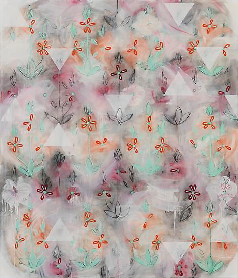 Kamrooz Aram, Backdrop for the Structural Harmony of a City (Palimpsest #16), 2013, Oil, oil pastel and wax pencil on canvas, 213 x 183 cm