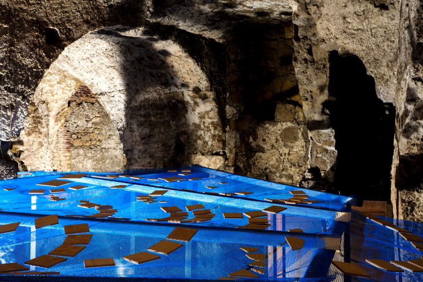 Hera Buyuktas&ccedil;iyan,&nbsp;From There We Came Out and Saw the Stars,&nbsp;2018, Site-specific installation, Underneath the Arches, Naples, Italy