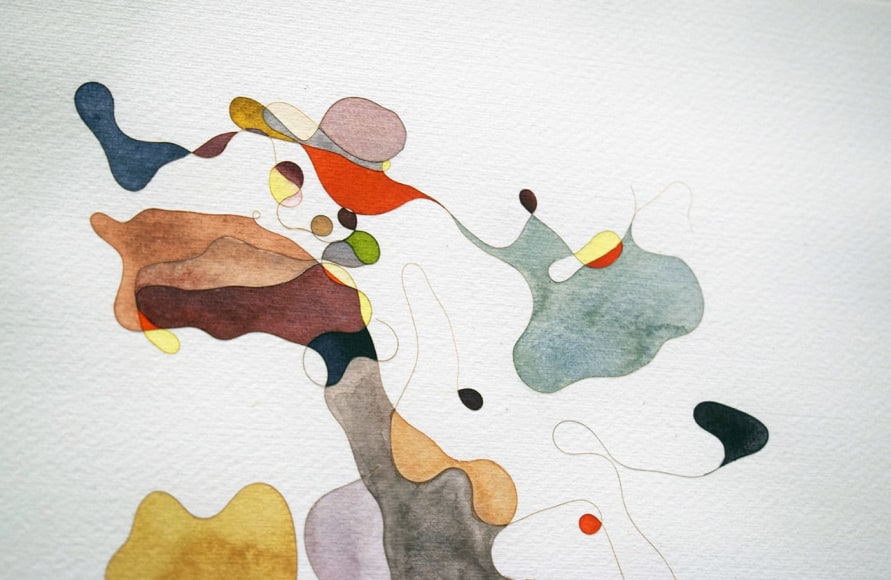 Afra Al Dhaheri,&nbsp;St. Ives Drawing 2 (detail), 2019, Hair and watercolor on paper, 26 x 36 cm