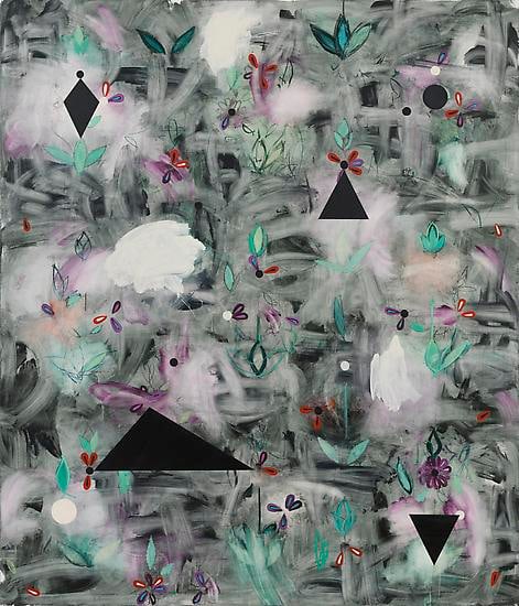 Kamrooz Aram, Revisions for a Nostalgic Garden (Palimpsest #12), 2013, Oil, oil pastel and wax pencil on canvas, 213 x 183 cm