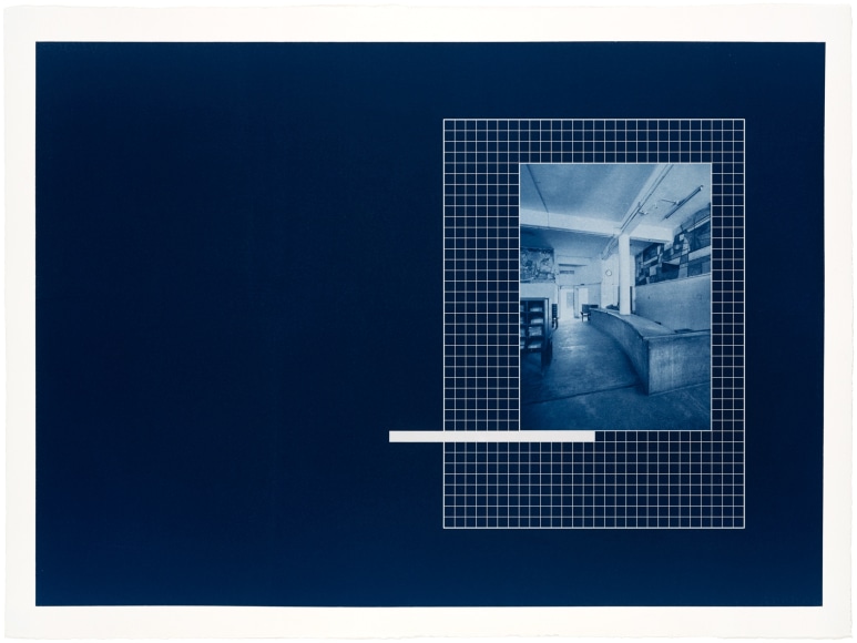 Seher Shah in collaboration with Randhir Singh,&nbsp;Dhaka&nbsp;Library&nbsp;(detail),&nbsp;2018, Portfolio of 9 Cyanotype prints on Arches Aquarelle paper