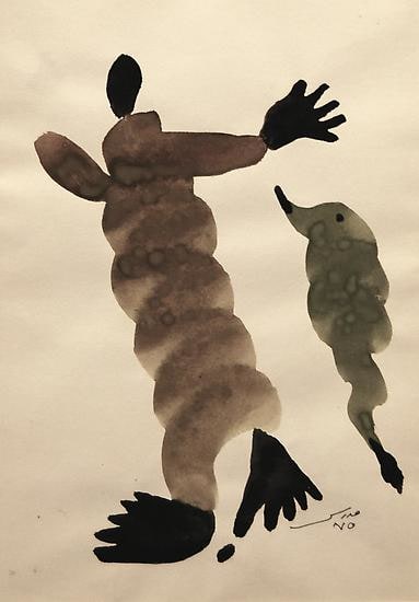 Fateh Moudarres, Untitled, 1975, Watercolor on paper, 28 x 19.5 cm