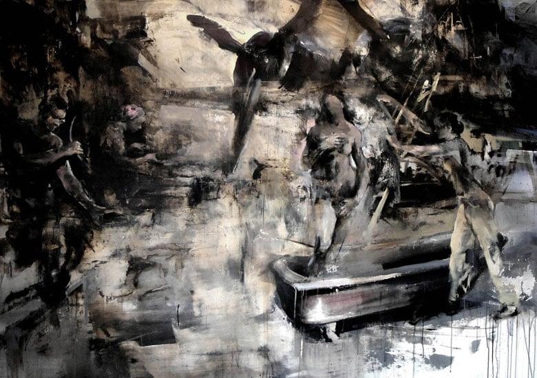 Zsolt Bodoni, The Birth, 2011, acrylic and oil on canvas, 135 x 195 cm
