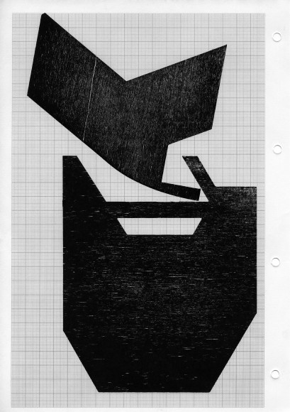 Seher Shah, Hewn (curved spaces), 2014, Woodcuts on A4 grid paper, 30&nbsp;x 21 cm