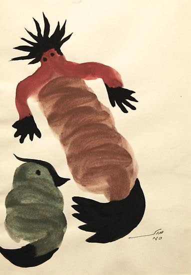 Fateh Moudarres, Untitled, 1975, Watercolor on paper, 28 x 19.5 cm