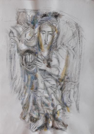 Elias Zayat,&nbsp;Study for Triptych (right canvas), 2014, Ink and water color on paper, 70 x 50 cm