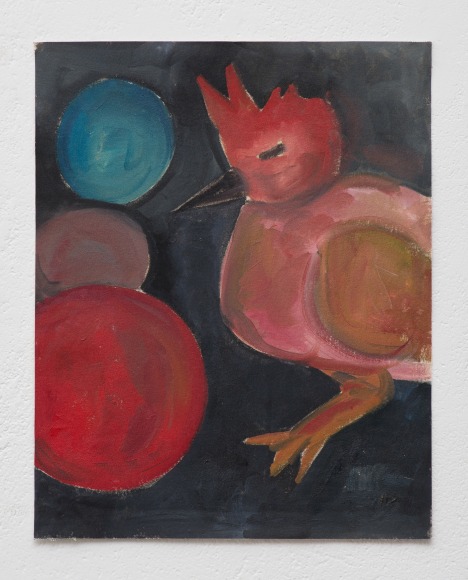 Ana Mazzei, Beings: rooster, 2023-2024, Oil and pastel on canvas, 51.4 x 41 cm