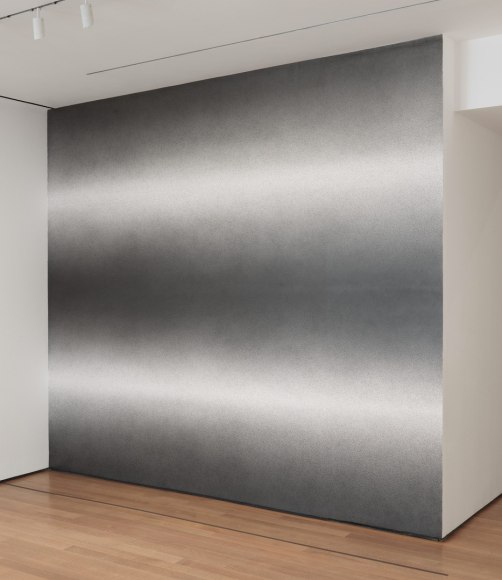 Installation view of Sol LeWitt's Wall Drawing #1187, Scribbles: Curves at MoMA, New York.