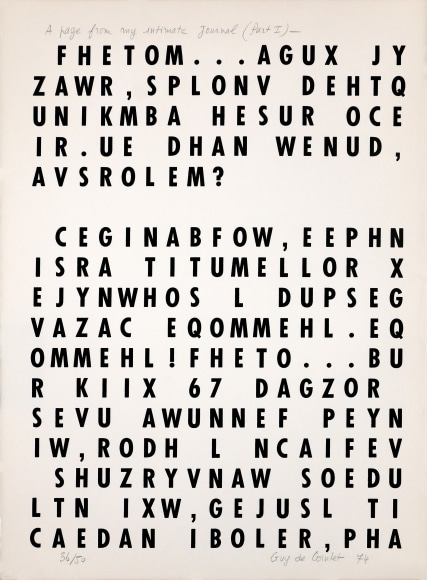 Guy de Cointet A Page From My Intimate Journal, Part I, 1974 Silkscreen,