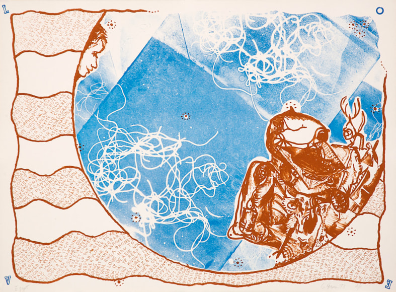 George Herms Downtown, 1973 Lithograph