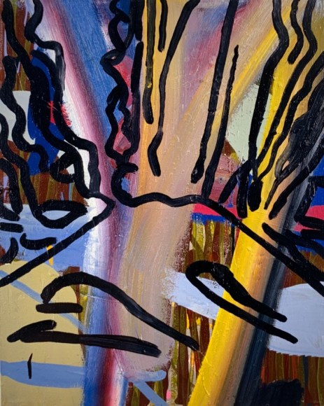 LES ROGERS  Pacifist Punch, 2000  Oil on canvas  20h x 16w x 3/4d in