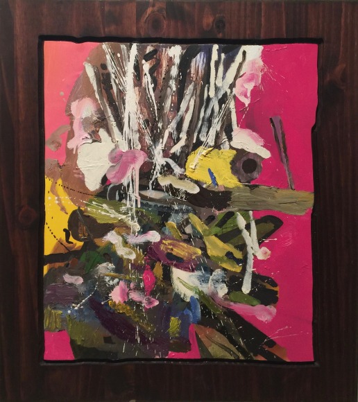 LES ROGERS  Madly, 2015  Oil and Stain on Wood  26h x 24w x 1 1/2d in  Collection Leo Koenig