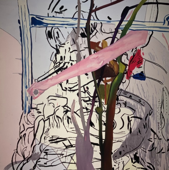 LES ROGERS  Greyhound, 2000  Oil and acrylic on canvas  72h x 72w x 1 1/4d in