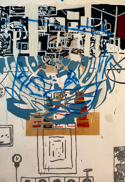 LES ROGERS  First Chamber, 1996  Enamel, acrylic and spray enamel on birch plywood  69h x 48w x 1/2d in  Collection Greece