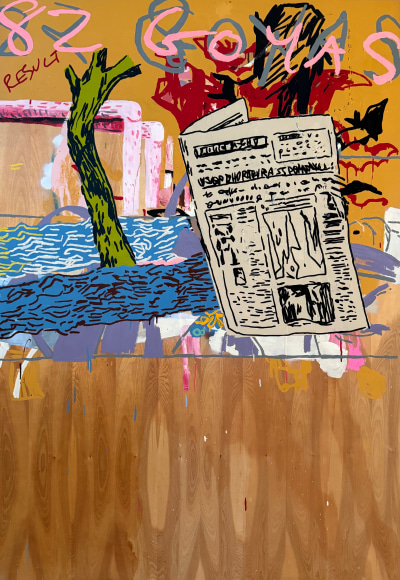 LES ROGERS  Result As, 1996  Enamel and stain on birch plywood  69h x 48w x 1/2d in