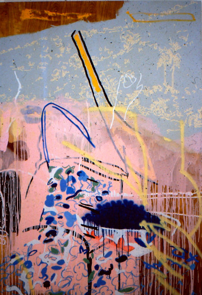 LES ROGERS  Still Warm, 1996  Enamel, acrylic and spray enamel on birch plywood  69h x 48w x 1/2d in  Collection Jody Quon and Gordon Finkelstein, New York