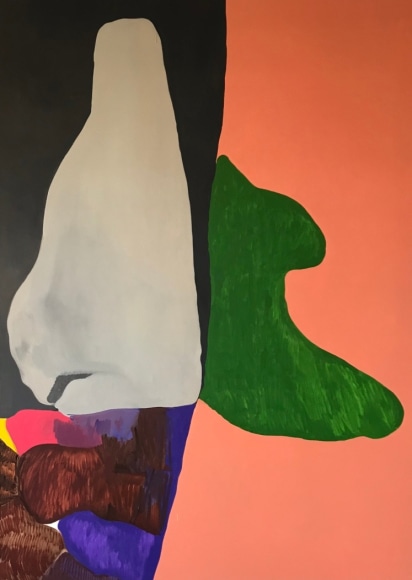 LES ROGERS  Not Scared, 2018  Oil on canvas  84h x 60w x 1 1/4d in  Collection Harry Bernstein