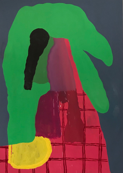 LES ROGERS  New Friend, 2019  Oil on canvas  84h x 60w x 1 1/4d in  Collection Leo Koenig