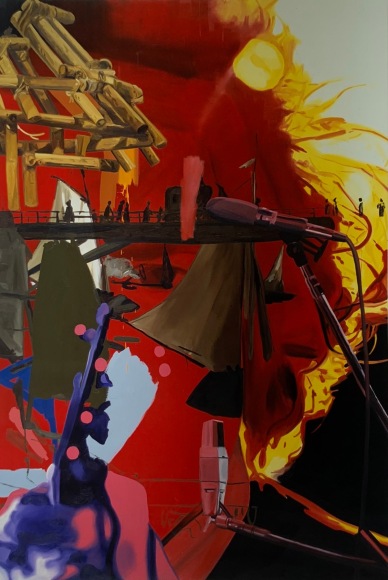 LES ROGERS  Gathered Coincidence, 2002  Oil on canvas  96h x 72w x 1 1/4d in