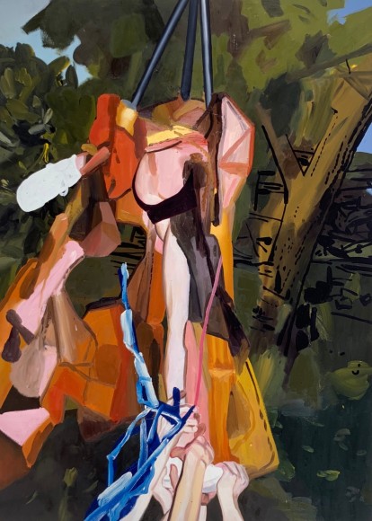 LES ROGERS  Flirting Propaganda, 2002  Oil on canvas  84h x 60w x 1 1/4d in