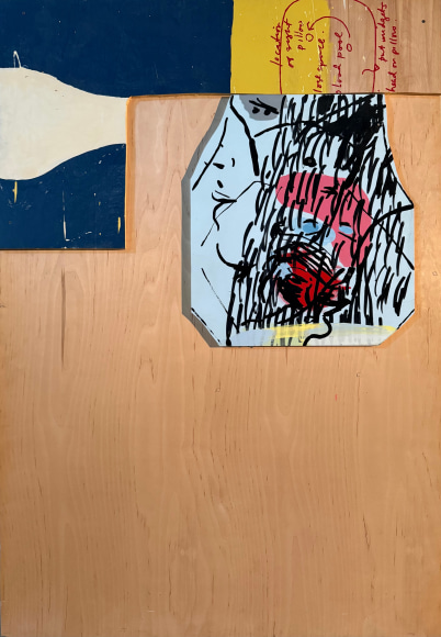 LES ROGERS  &ldquo;Not Blood, Red&rdquo;, 1996  Enamel and acrylic on birch plywood  69h x 48w x 1/2d in