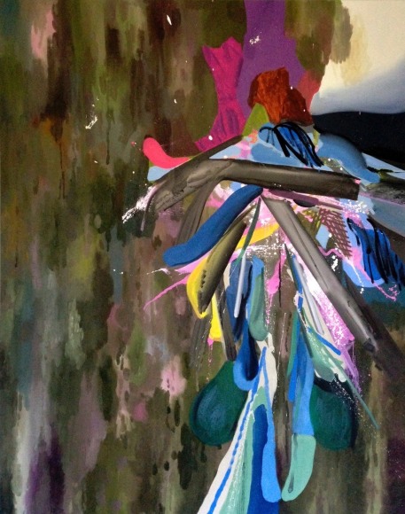 LES ROGERS  Over My Shoulder, 2014  Oil on canvas  84h x 66w x 1 1/2d in  Collection Susan and Michael Hort