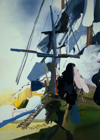 LES ROGERS  Indiscrete Trees, 2002  Oil on canvas  84h x 60w x 1 1/4d in