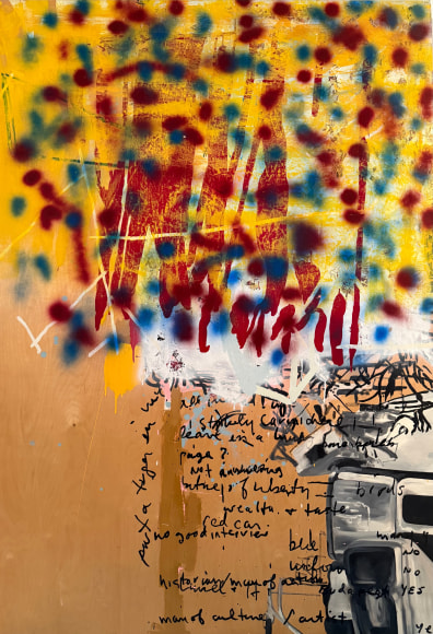 LES ROGERS  Standard No, No,Yes, 1996  Oil, enamel and spray enamel on birch plywood  96h x 48w x 1/2d in