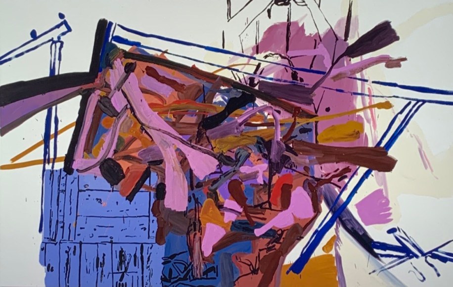 LES ROGERS  Amateurs, 2001  Oil on canvas  84h x 132w x 1 1/4d in