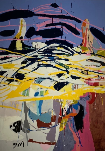 LES ROGERS  Her Landscape, 1998  Enamel, acrylic and stain on birch plywood