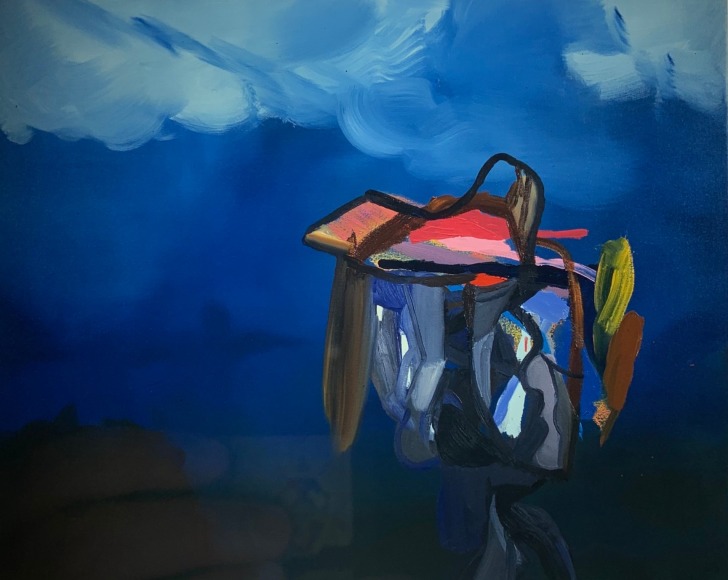 The Preacherman, 2004  Oil on canvas  28h x 36w x 3/4d in  LR2004023  Collection France