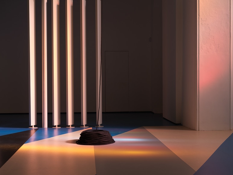 leonor antunes, installation view of&nbsp;sequences, inversions and permutations, the box, plymouth, 2020